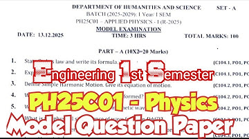 PH25C01|Question Paper|with answer key|2025|Model Question paper for applied physics1|Engineering|