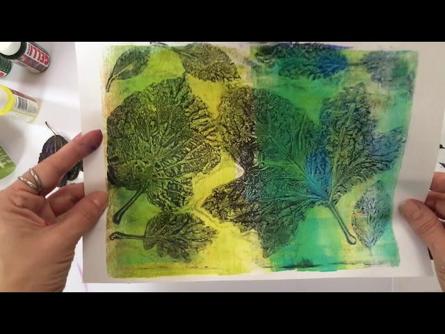 Gelli Plate Printing with Leaves - Hop-A-Long Studio