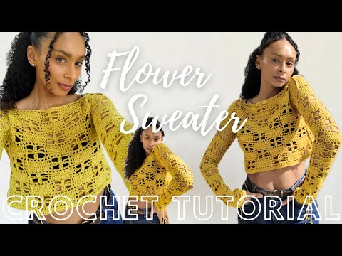 flower sweater crochet tutorial - YouTube