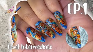 Nail Art Class: Ep.1 INTERMEDIATE Learn with me Step by Step (Beginner friendly!) Whimsical Autumn 🍂