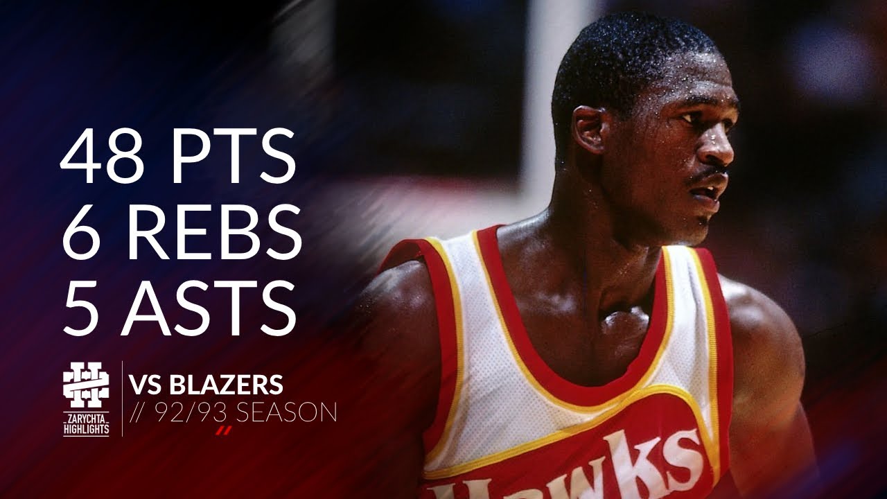 Dominique Wilkins 48 pts 6 rebs 5 asts vs Blazers 92/93