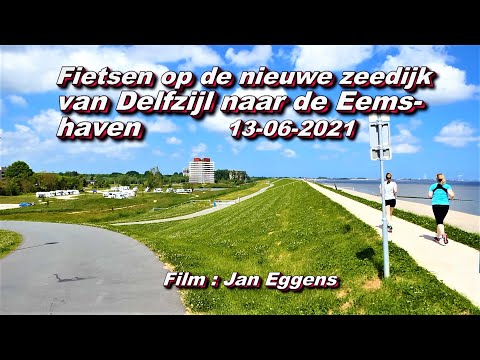 Fietsen op de nieuwe Zeedijk van Delfzijl naar de Eemshaven 13 06 2021