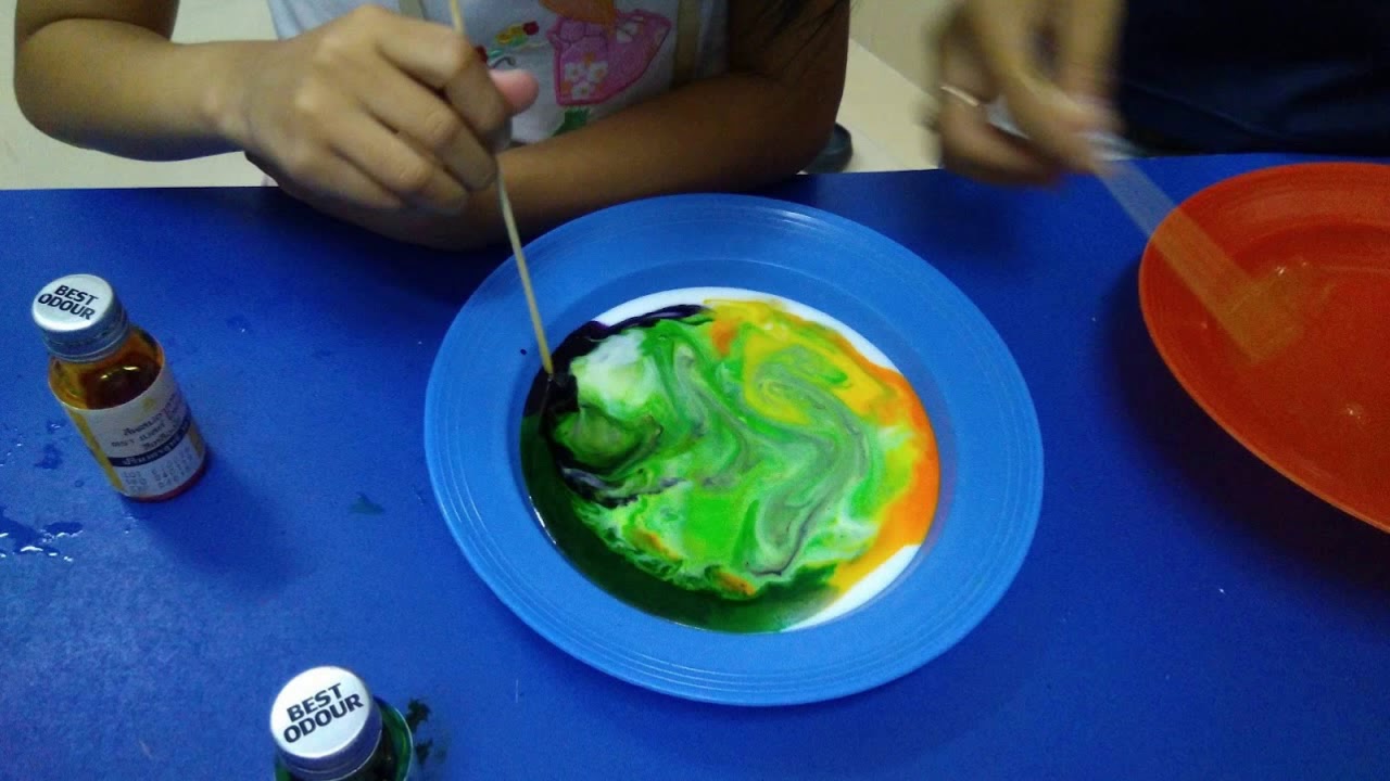 Science, Grade 2: Changing materials - Rainbow milk experiment. - YouTube