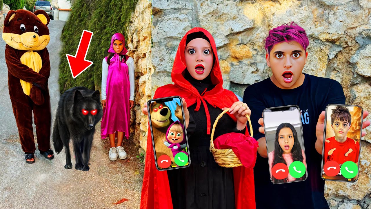 كشفنا عن وجه ليلى والذئب في حياتنا الواقعية ماشاوالدب الشرير حاول مساعدتنا ولكن…!!مخيف