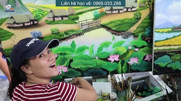 Dạy vẽ tranh tại Hà Nội, nhật ký bài sen quê, khóa k20, liên hệ học vẽ: 0969033288