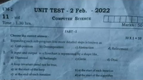 11th computer science unit test 2 question paper #subscribe | GKT