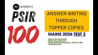 PSIR 100 FOR MAINS 2026 : DAY 2 | Daily Answer Writing