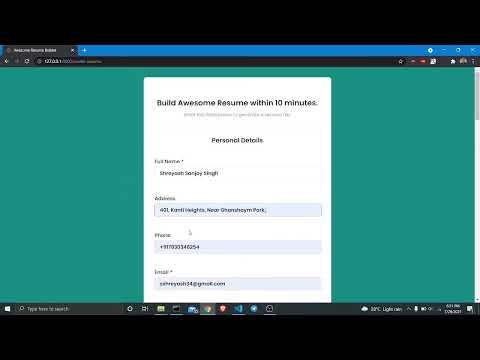 Resume Builder | Using Django | Personal project