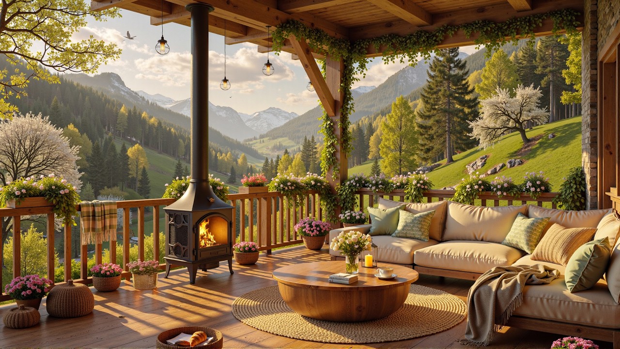 Tranquil Mountain Spring Jazz 🌿 Cozy Fireplace Sounds & Relaxing Jazz Music for Work & Deep Focus