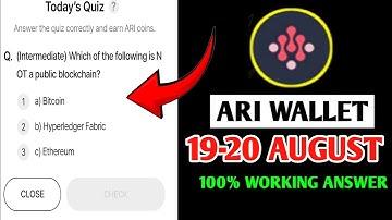 Ari Wallet Today Quiz 19-20 August | Ari Wallet Quiz Today |Arichain Wallet Quiz Answers Today|Xenea