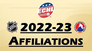 2022-23 ECHL affiliations with NHL and AHL teams