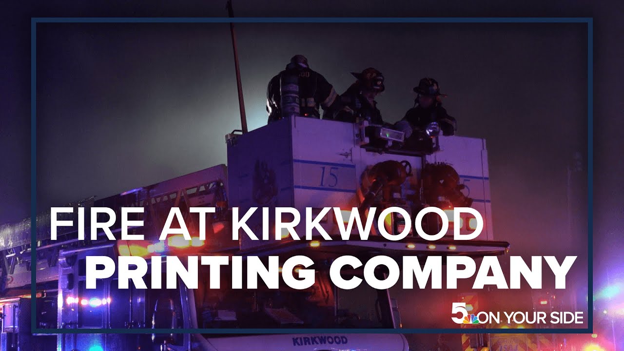 Kirkwood firefighters battle fire at printing company - YouTube