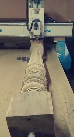 CNC router in lathe attachment - YouTube