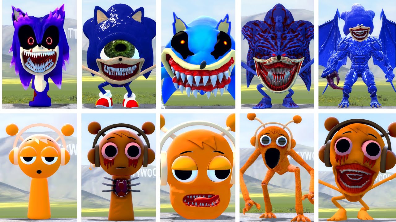 EVOLUTION OF ALL SHIN SONIC TAPES VS ALL SPRUNKI OREN POPPY PLAYTIME CHAPTER 4? in Garry's Mod