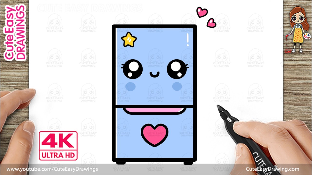 How to Draw a Cute Refrigerator | Easy Kawaii Step-by-Step Drawing for Kids and Toddlers!