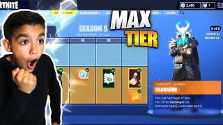 Surprising Little Brother With Fortnite Season 5 *Max* Battle Pass! He Freaked Out!