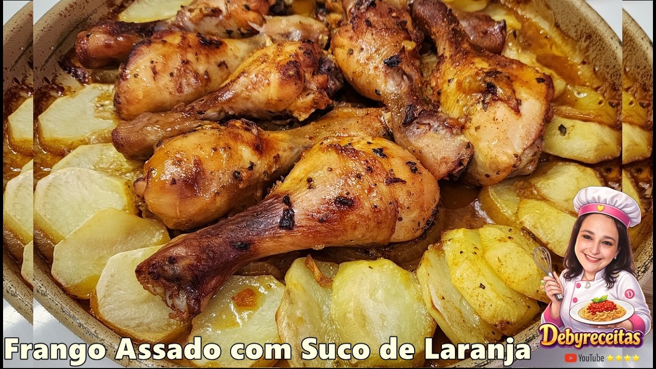 Frango Assado com Suco de Laranja - Super Suculento