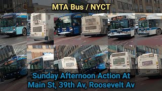 MTA Bus/NYCT: Q15, Q17, Q20, Q25, Q26, Q27, Q44, Q63, Q65, Q90, NIS Sunday Afternoon At Flushing