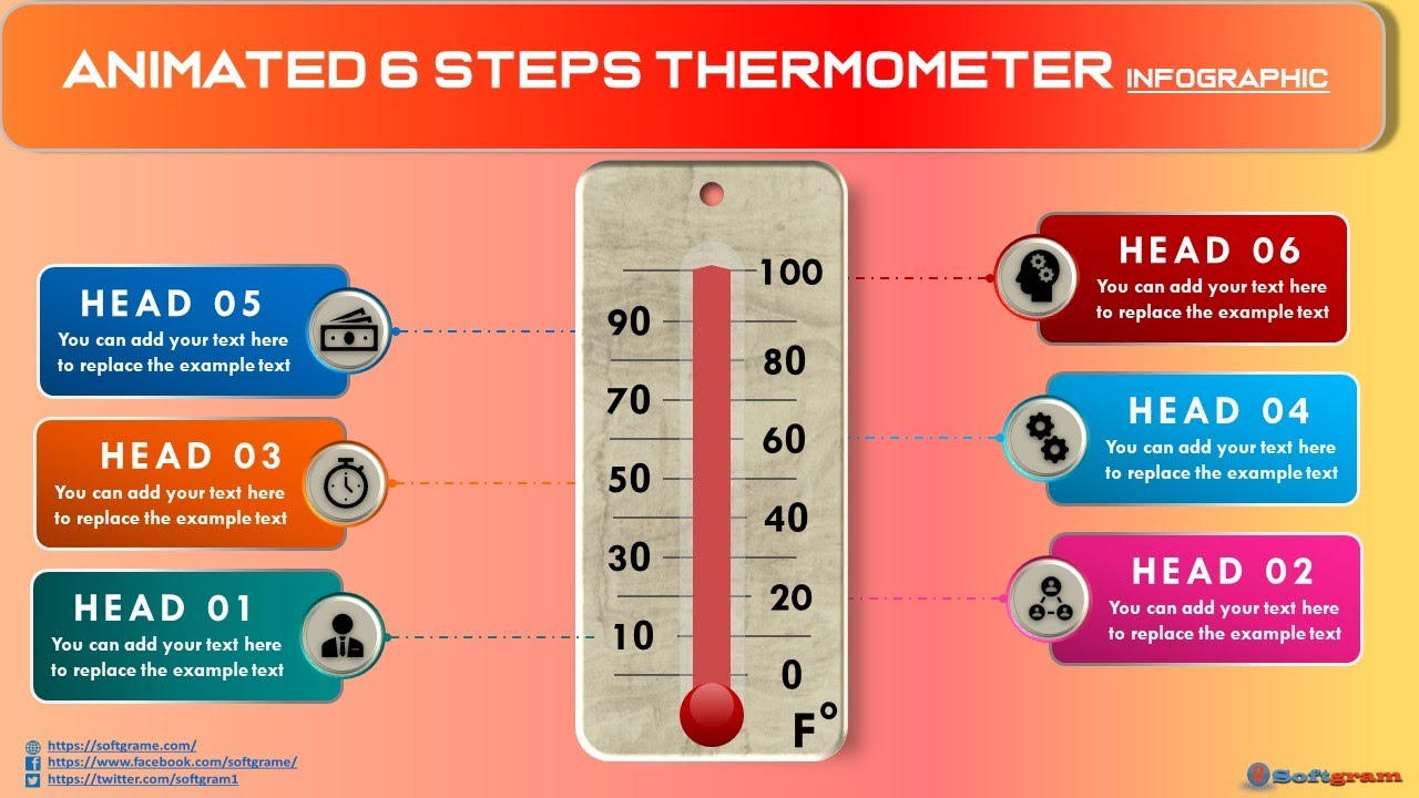 58.How to create Animated 6 Steps Thermometer infographic YouTube