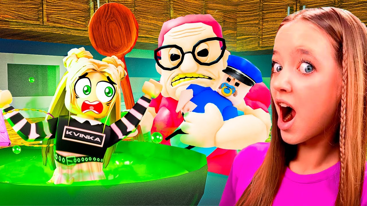 УБЕГАЮ ОТ БАБУШКИ ЗЛОГО БАРРИ В РОБЛОКС! КВИНКА ПОПАЛАСЬ!