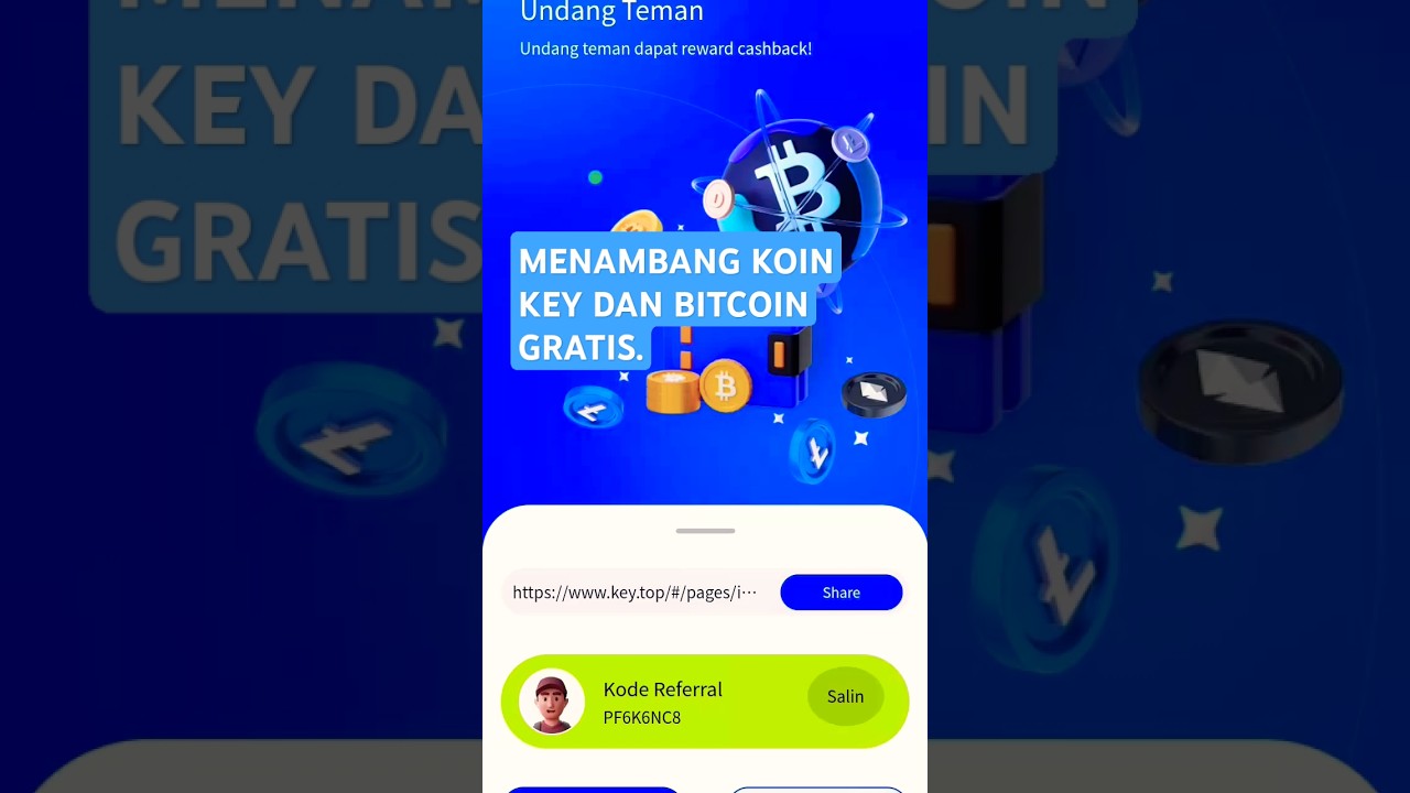 Menambang token KEY dan menambang BTC.