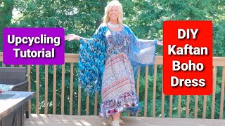 EASY! How to make your own Kaftan Boho Dress from thrifted items!