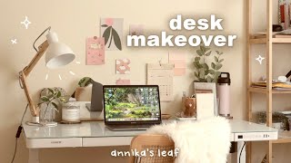 desk makeover & tour 🌷 minimalist, aesthetic setup, organization for home productivity