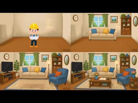 Let's Build a Living Room! 🛋️ Learn Living Room Vocabulary for Kids 📚