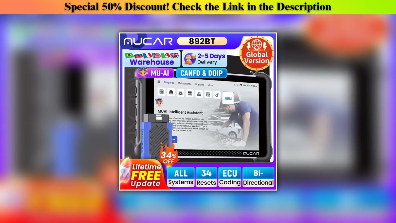 Hands-on THINKCAR MUCAR 892BT AI Bidirectional Automotive Tool ECU Coding Life Free Obd2 Scanner CA