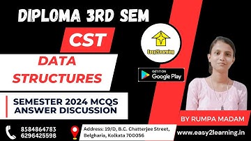 Diploma 3rd Sem CST| Data Structurs 2024 Sem. MCQ answer Discussion| By- Rumpa Madam / Easy2Learning