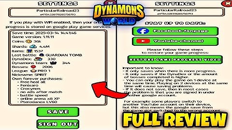 Save To Restore Game Progress | New Details |  Full Review in Dynamons World