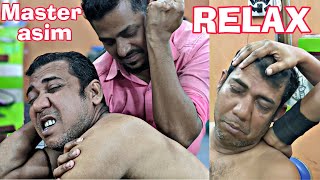 Master asim gets head and body massage now it s time to relax asim barber