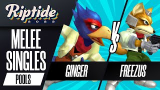 Ginger (Falco) vs Freezus (Fox) - Melee Singles Pools - Riptide 2023