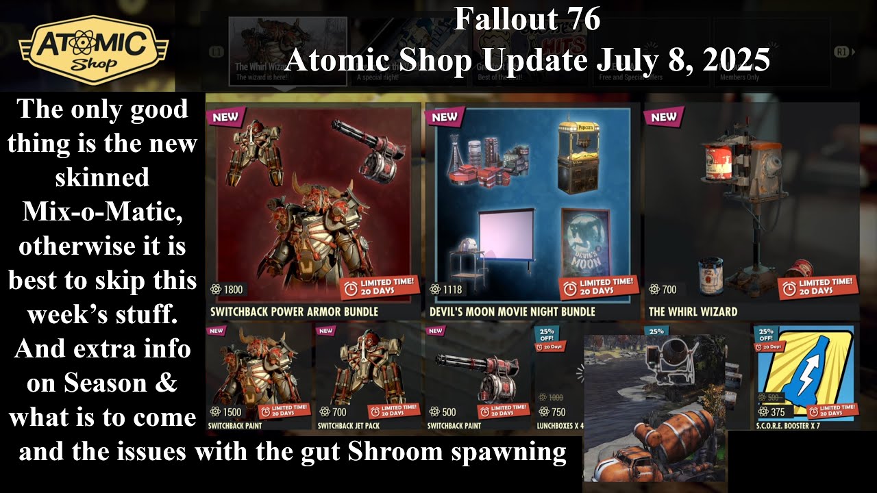 Fallout 76 Atomic Shop Update July 8, 2025