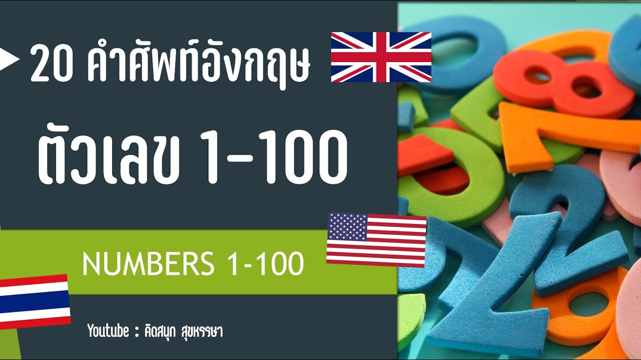 นับเลขภาษาอังกฤษ 1-100 อ่านออกเสียงชัด ฟังง่าย พร้อมแปล