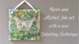#63- Resin And Alcohol Ink Art With A New Detailing Technique, On A Budget!