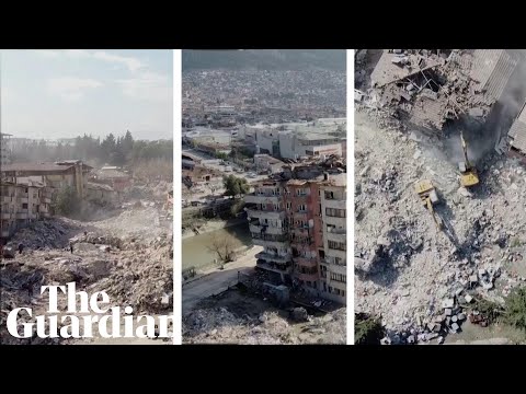 Aerial footage shows earthquake destruction in Turkey’s Hatay region