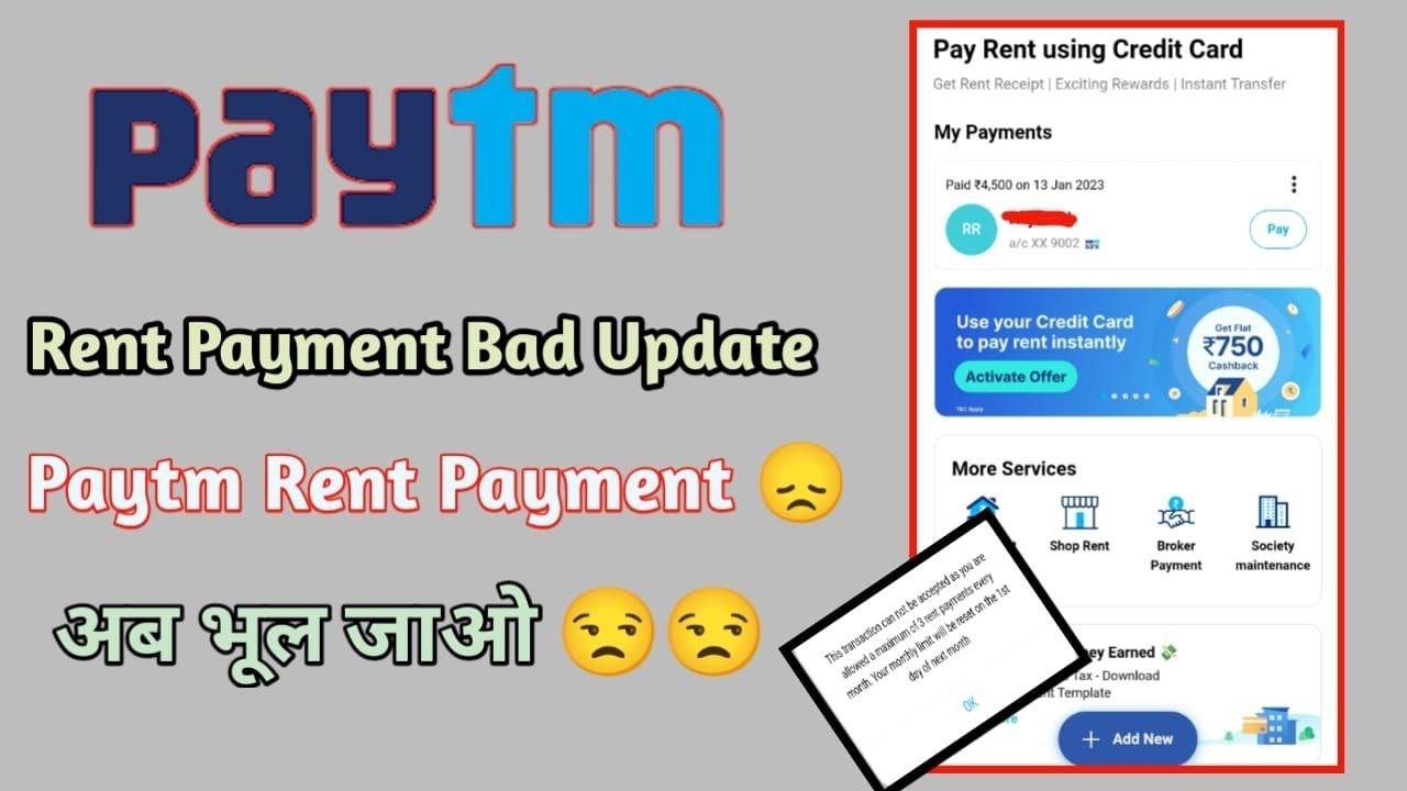 Video Update Rental Card Paytm Rent Payment With Credit Card Paytm Rent Payment Bad Update ...