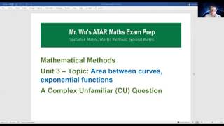 Maths Methods, Exponential functions,  Area between curves, Complex unfamiliar questions
