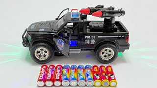 Unboxing Electric Multi-function Police Car, Machanical Gear Shovel, RC Military Truck,RC Stunt Car