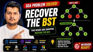 Recover Binary Search Tree | Fix Swapped Nodes in BST Explained | DSA BST Series