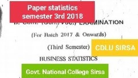 B.com Cdlu Paper Business Statistics Semester 3rd 2018