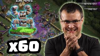HISTÓRICO: 60 GOLEMS DE METEORITO DESTROZAN BASES en Clash of Clans