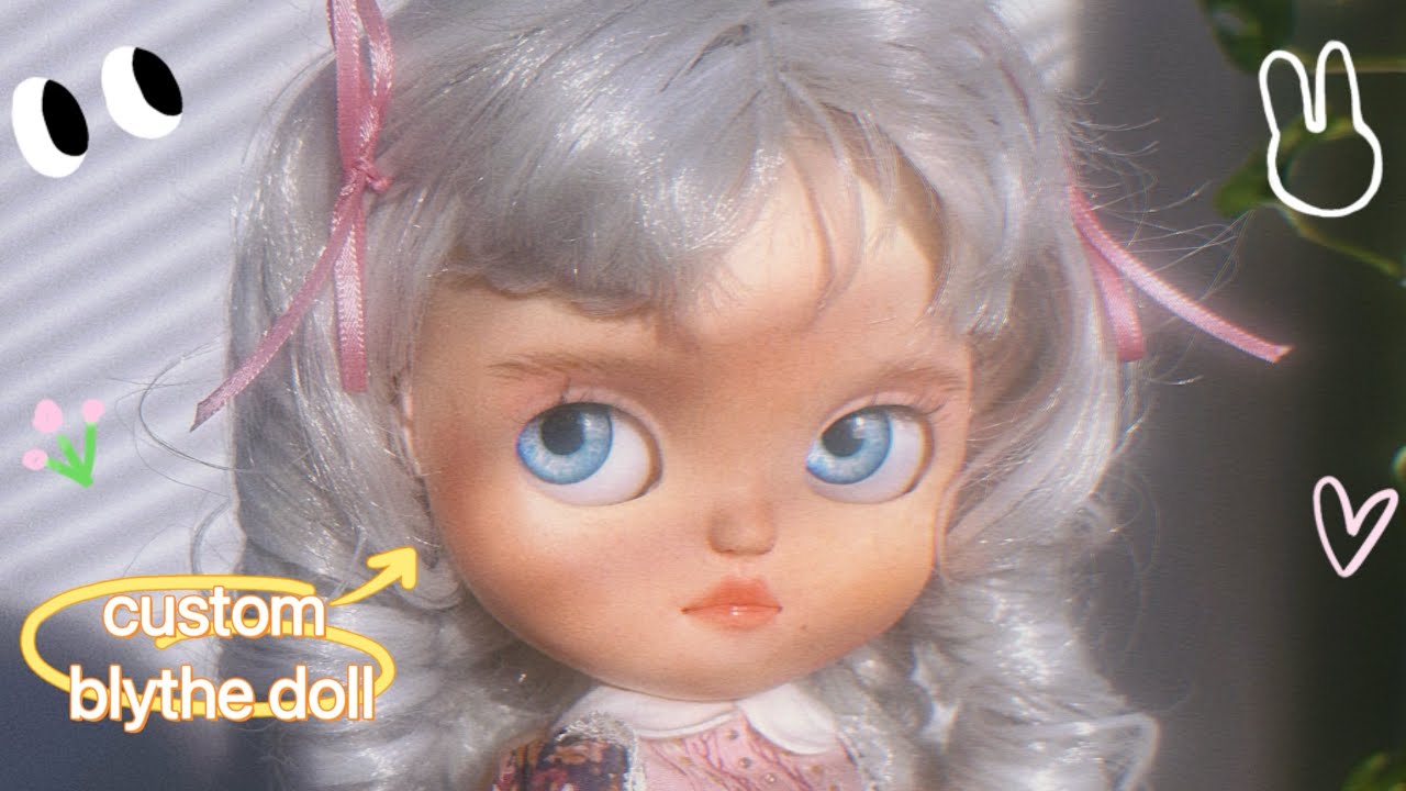 Custom Blythe Doll 🐰🌸 | face-up repaint tutorial | Snow Angel Dolls