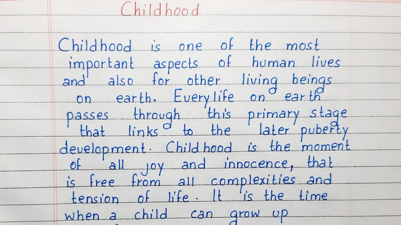 childhood essay in english short