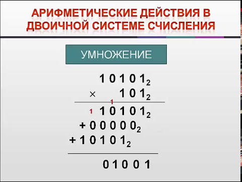 арифметические действия с двоичной системе счисления