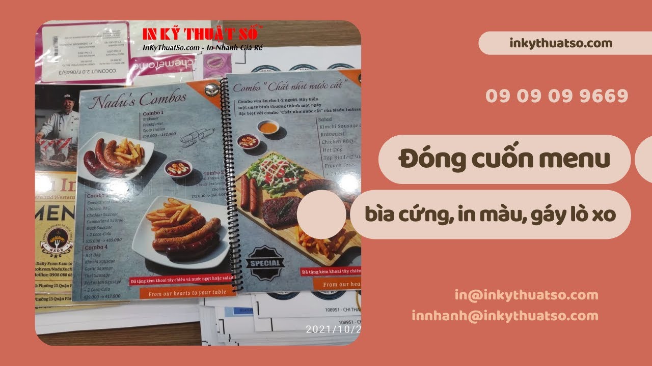 Đóng cuốn menu, sổ menu, làm sổ menu, làm cuốn thực đơn bìa cứng, in ...