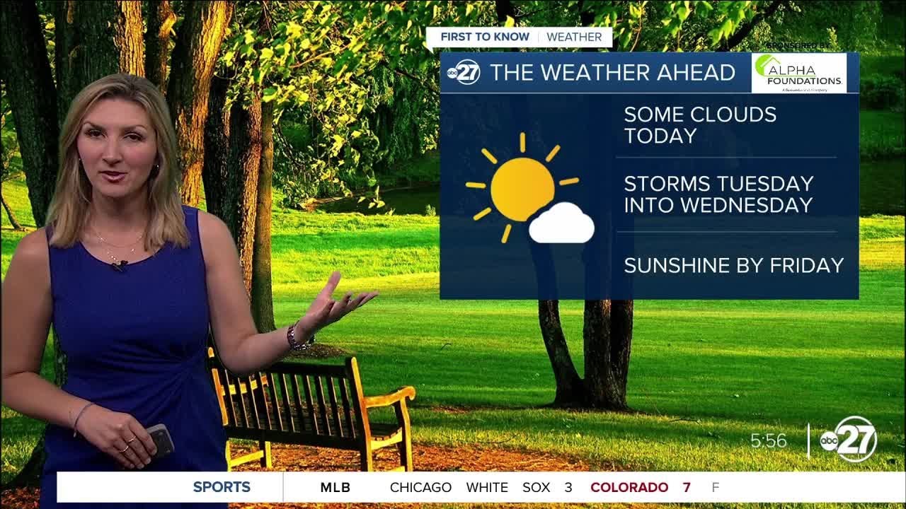 Drier Monday before storms return Tuesday - YouTube