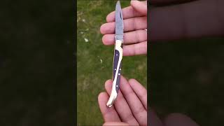I Made A Very Sharp Knife Out Of 400 Very Usual Needles Custom Handmad Damascus Steel Pocket Knife