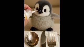 The Little Penguin Baby Is Ready To Eat